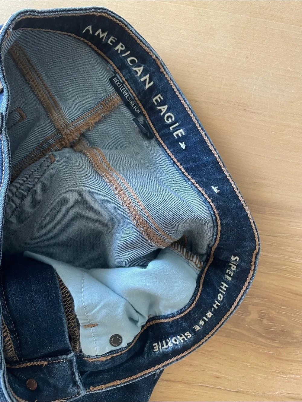 American Eagle Outfitters Dark Blue High-Waist Denim Shorts